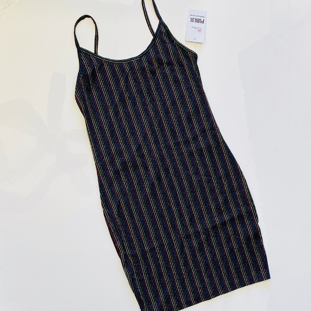 Publik Multi-Color Metallic Striped Camisole Dress_5